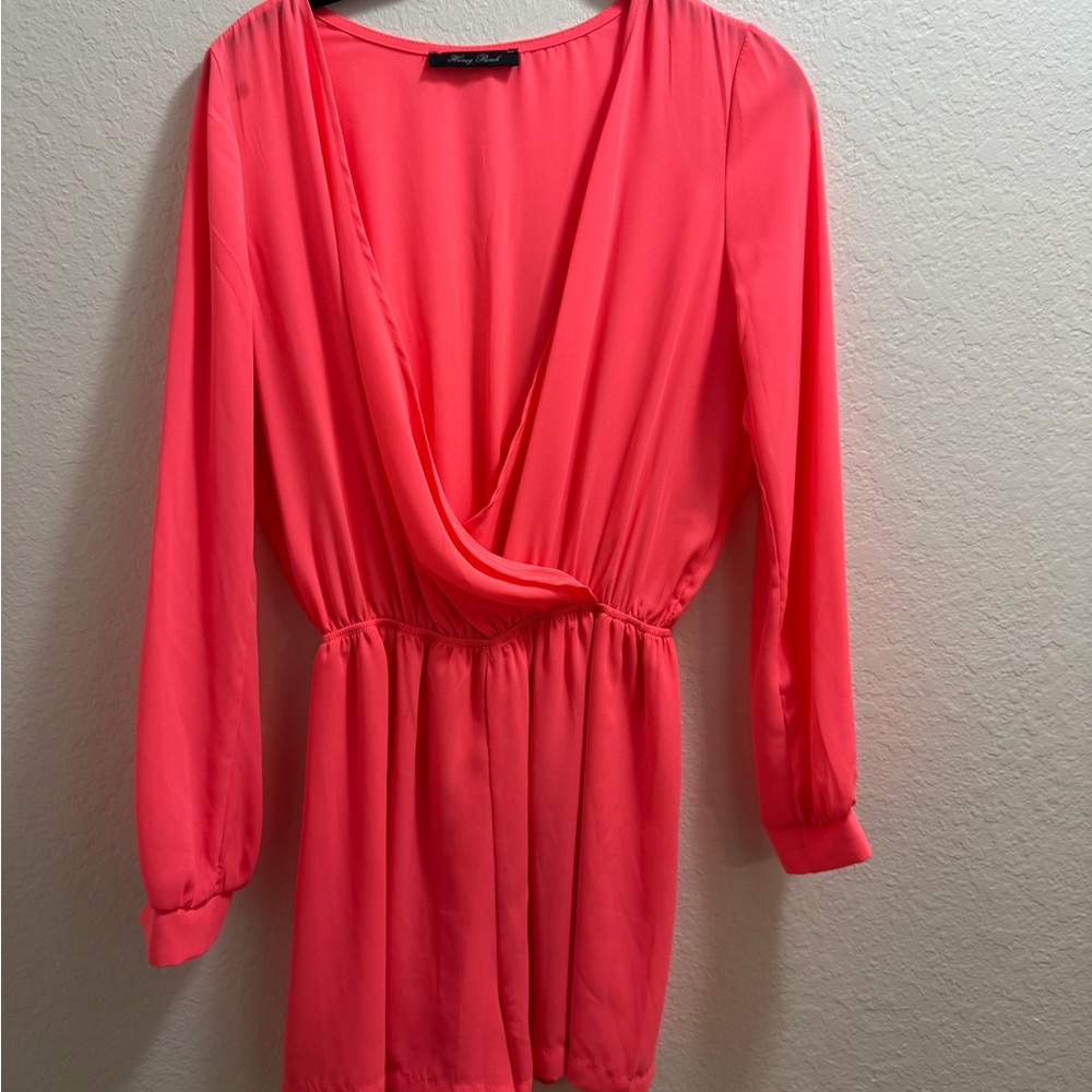 Elegant Coral romper low cut Top